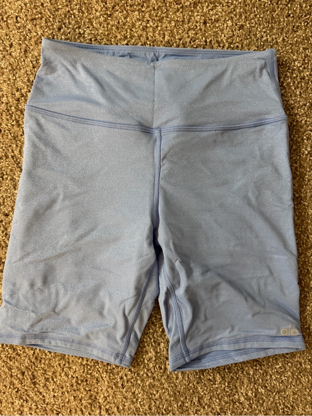 ALO Yoga Light Blue Sparkle Bike Shorts